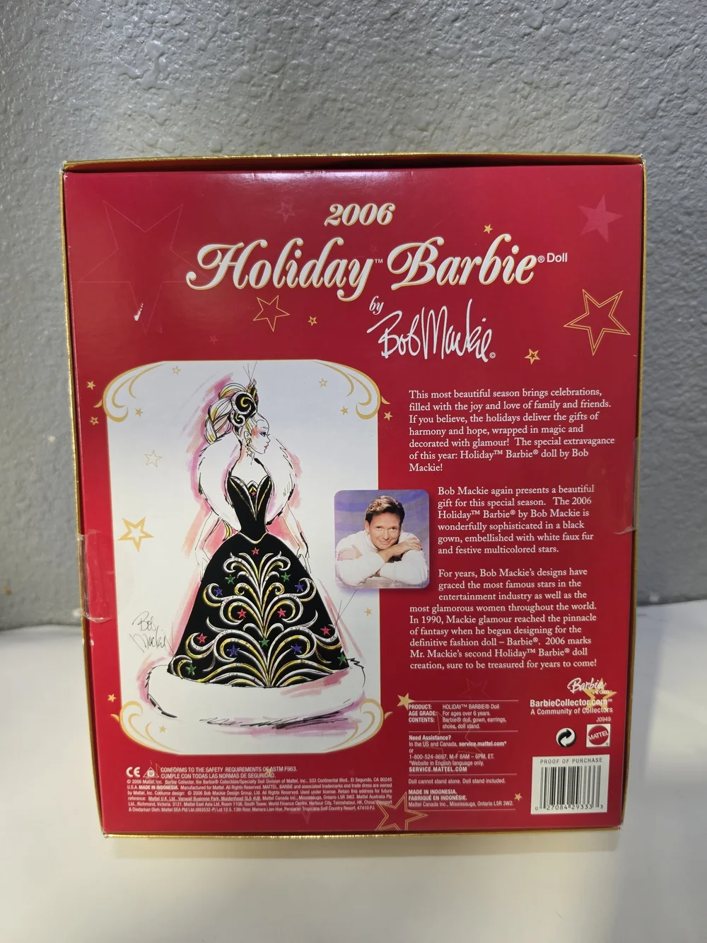 Barbie 2006 Holiday Doll in Black Gown with White Fur Trim